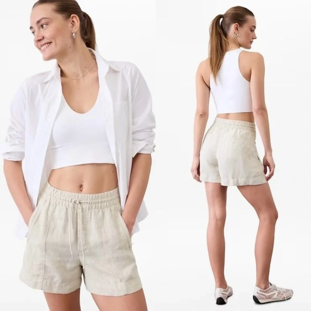 Athleta Women's Retreat Linen Mid Rise Short 4